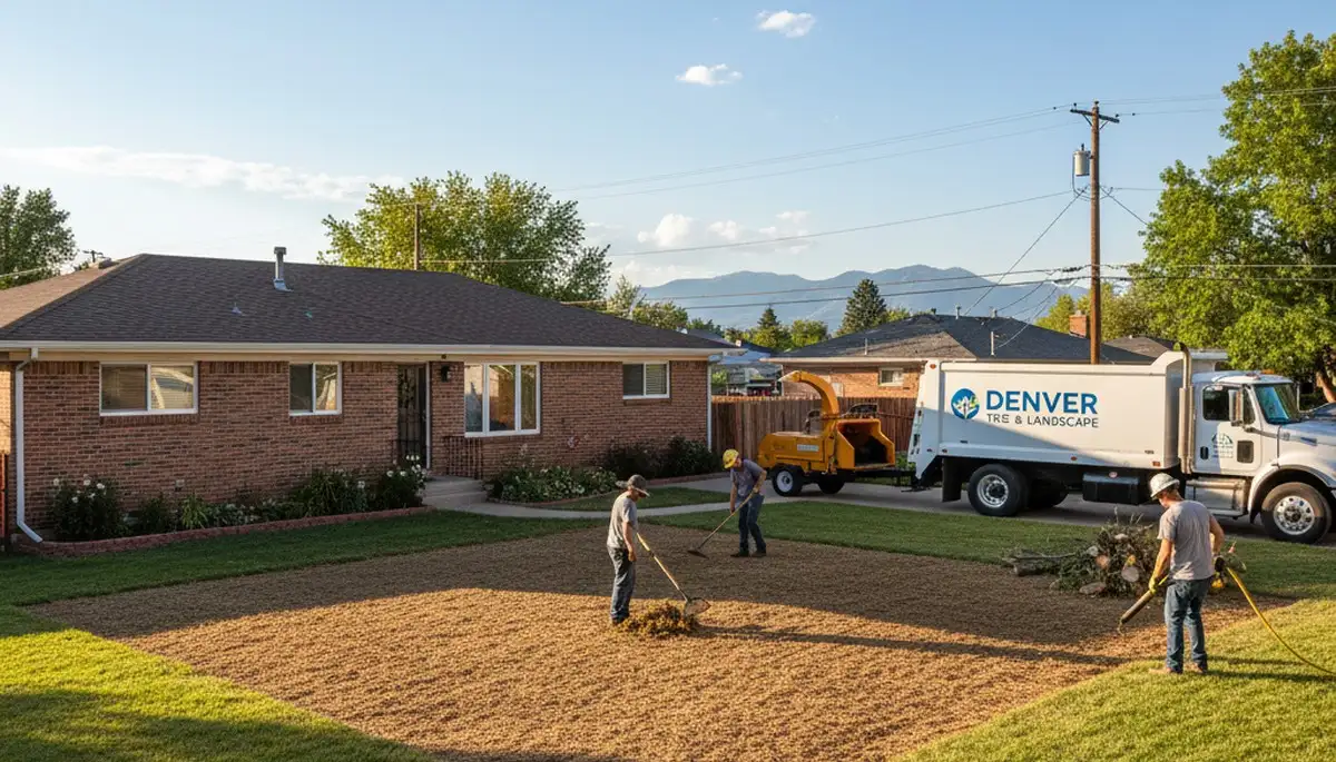 Stump removal cleanup showing restored yard after tree service in Denver, CO