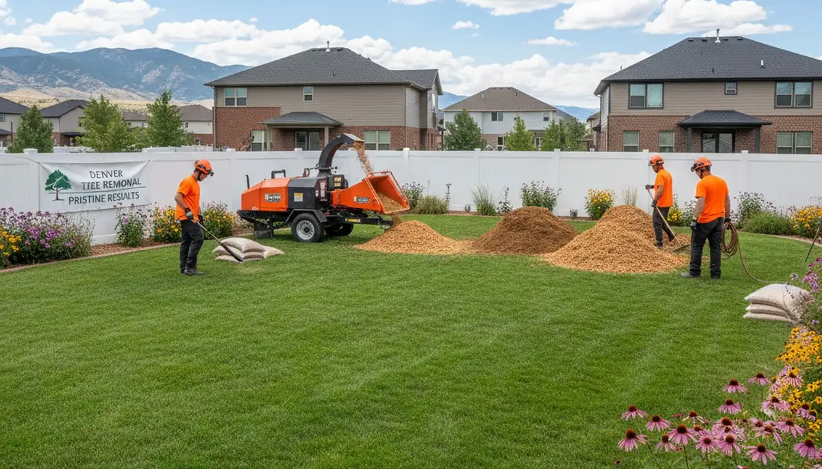 Completed tree removal and yard restoration by professional arborists in Denver, CO