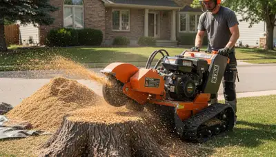 Professional stump grinding service in Westminster, CO restoring lawns for Denver area homeowners