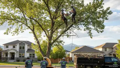 Professional tree removal service crew working safely in Denver, CO