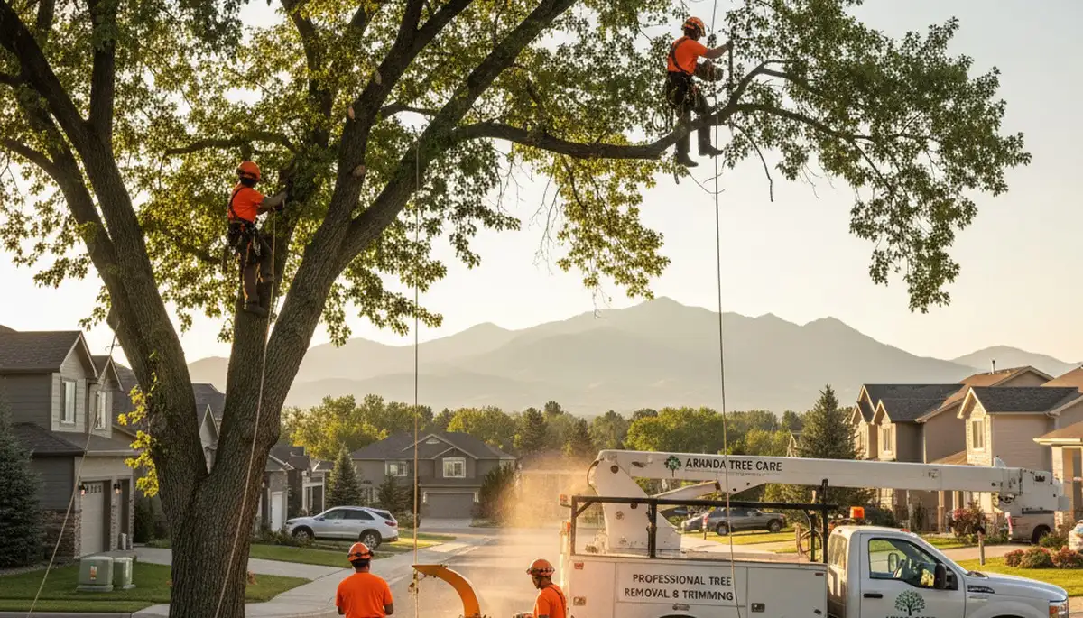 Professional tree removal service in Denver CO safely cutting and clearing large tree branches