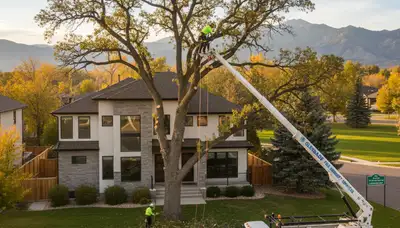 Professional tree removal service in Denver CO safely cutting and clearing residential trees