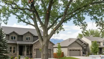 Professional tree removal service in Denver CO clearing large pine safely