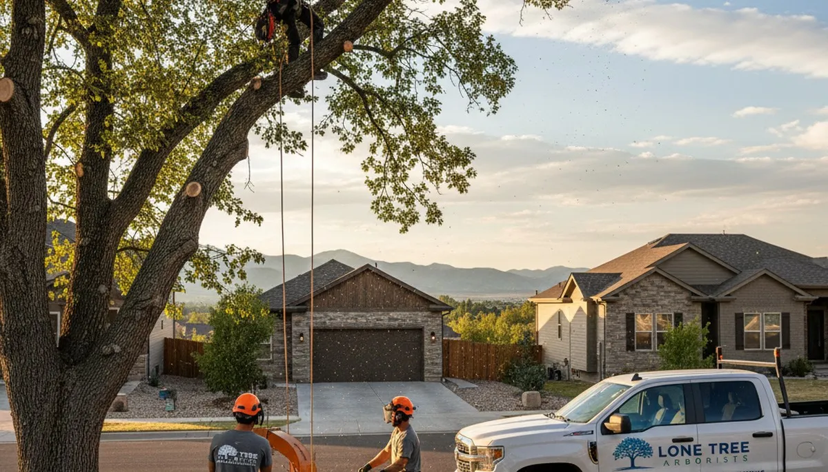 Professional tree removal service in Denver CO safely cutting down and clearing large trees