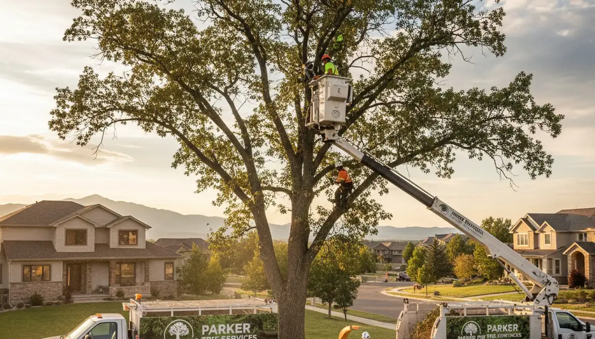 Professional tree removal service in Denver CO safely cutting large tree branches